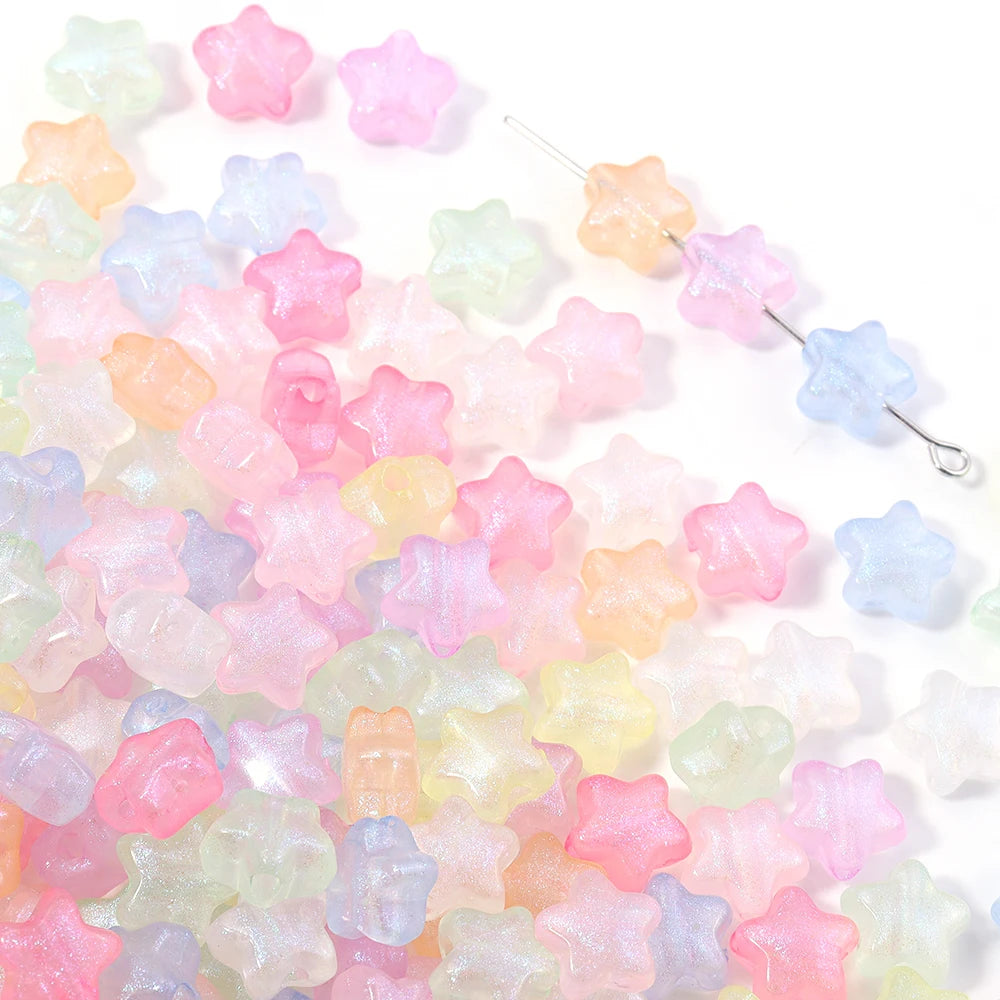 100pcs Acrylic Star Spacer Beads 10mm – DIY Jewelry Making Acrylic Spacer Beads PLUSH