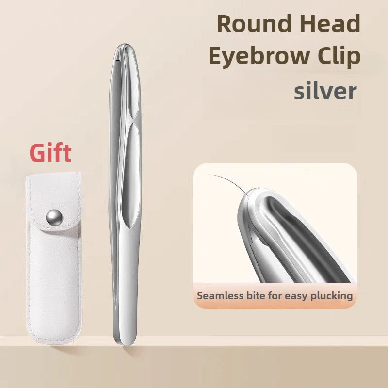 Stainless Steel Precision Tweezers for Eyebrows & Beard | Ouriner Precision Tweezers PLUSH Silvery