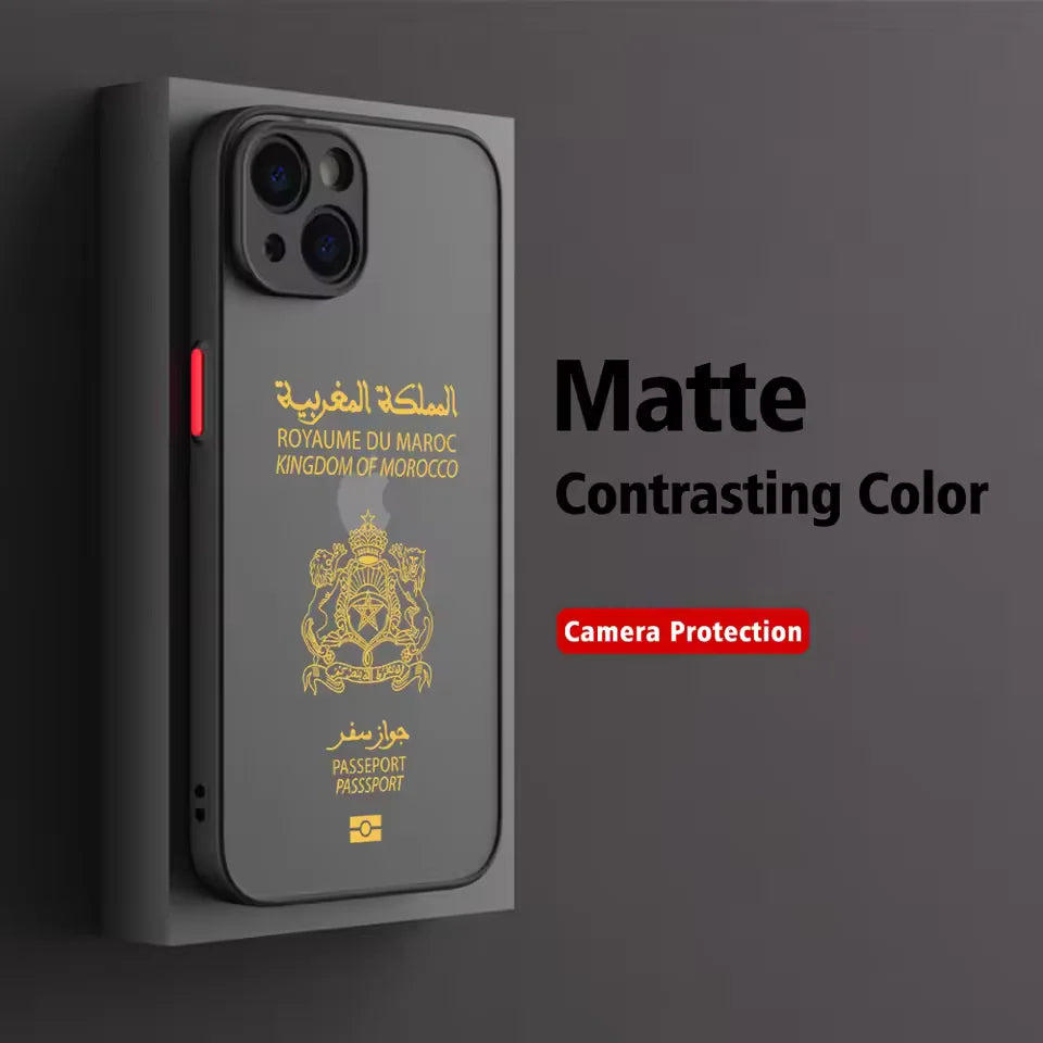 Moroccan Passport Map iPhone Case – Shockproof Matte Cover iPhone Phone Case PLUSH -1 iPhone 15 Plus