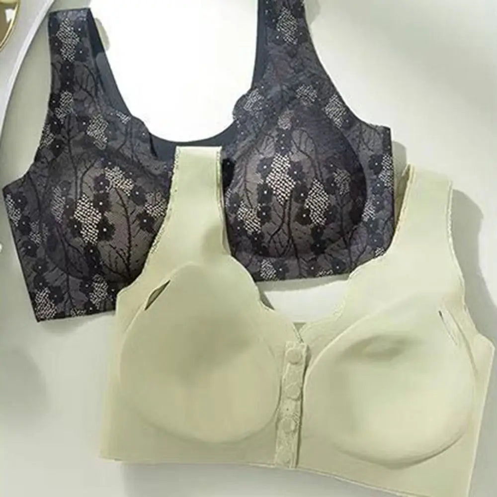 Women's Wireless Front-Close Cotton Bra – Breathable Full Cup Wireless Cotton Bra PLUSH