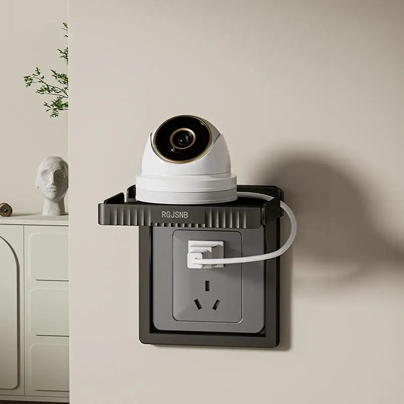Punch-Free Outlet Shelf – Socket Storage Rack & Phone Holder Outlet Storage Shelf PLUSH Black