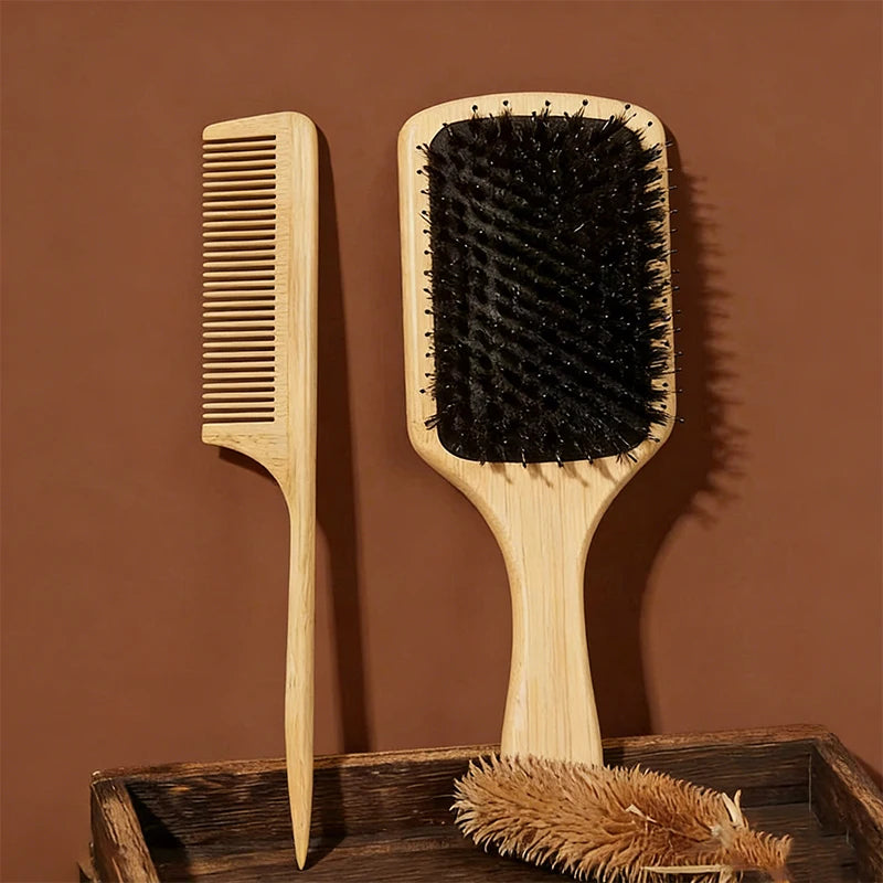 Boar Bristle Hair Brush – Bamboo Handle, All Hair Types Boar Bristle Hair Brush PLUSH