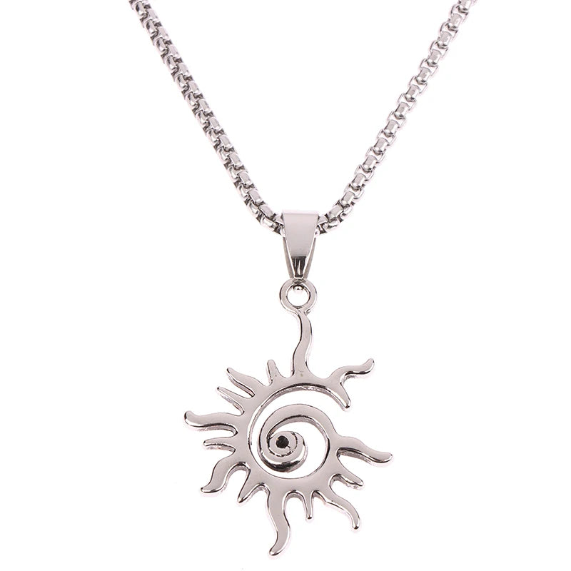 Sun Flame Hollowed Titanium Steel Pendant Necklace | Punk Style Pendant Necklace PLUSH