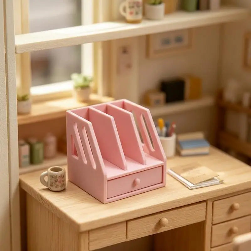 Miniature 1:12 File Basket – Dollhouse Desktop Storage Organizer Dollhouse Accessory PLUSH