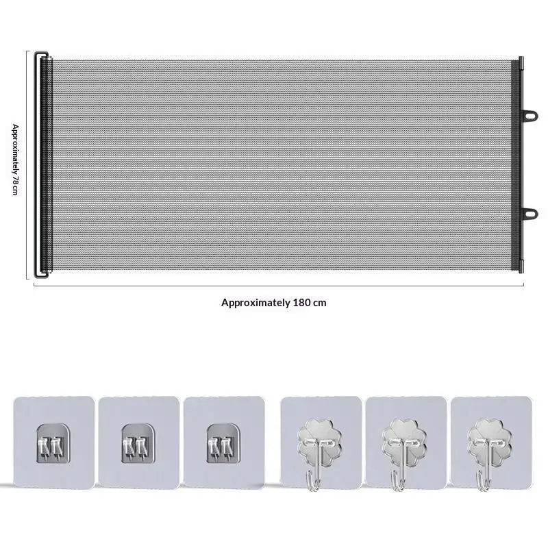 Retractable Pet Gate – No-Drill Mesh Fence for Dogs & Baby Retractable Pet Gate PLUSH Black 18078cm