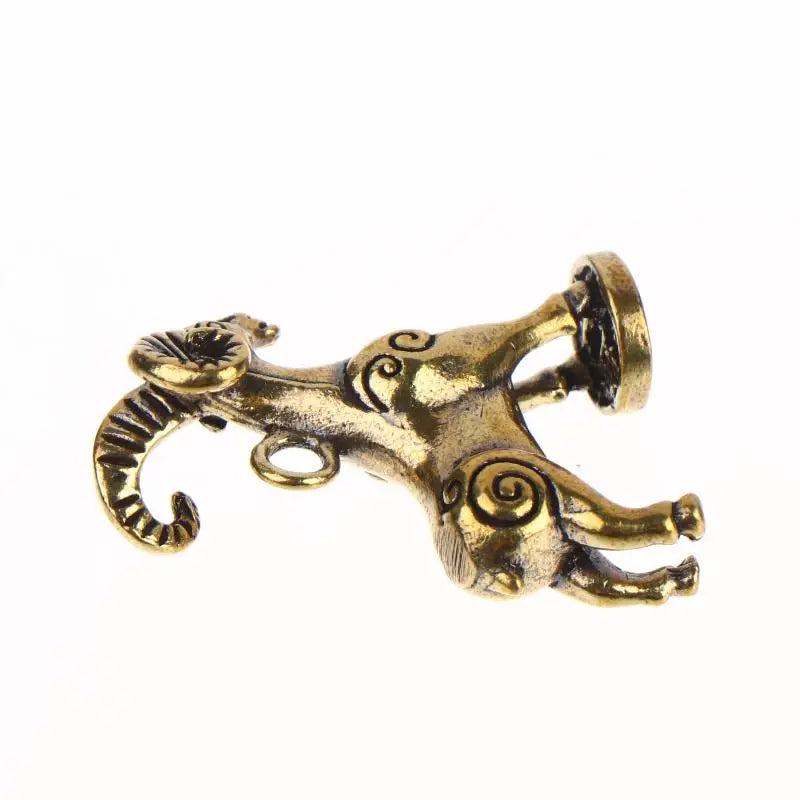 Solid Brass Zodiac Goat Figurine – Auspicious Animal Statue Brass Zodiac Figurine PLUSH