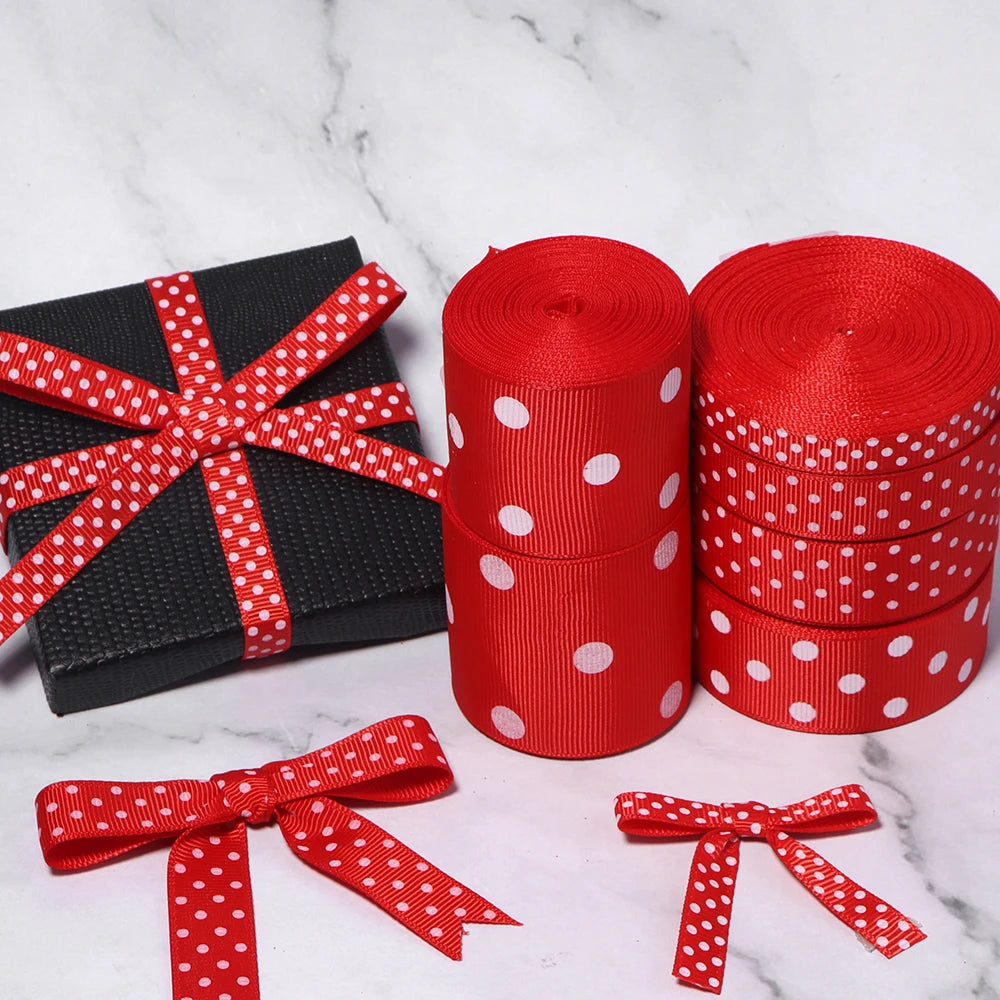 Red Polka Dot Grosgrain Ribbon – DIY Hair Bows & Gift Wrap Grosgrain Ribbon PLUSH