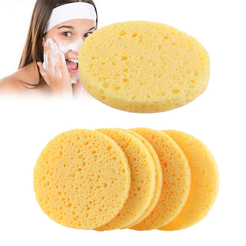 4-Pack Natural Cellulose Facial Sponge Makeup Remover Puffs 6cm Facial Cleansing Sponge PLUSH