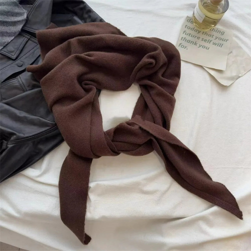 Women's Knitted Triangle Shawl Scarf – Windproof Warm Wrap Knitted Shawl Scarf PLUSH Coffee