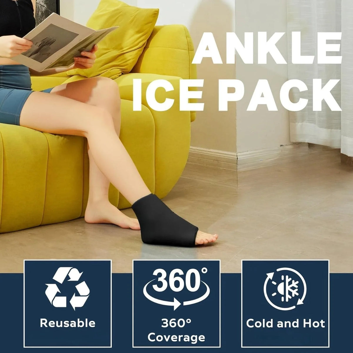 Reusable Ankle & Foot Ice Pack Wrap – Hot Cold Compress Cold & Hot Wrap PLUSH