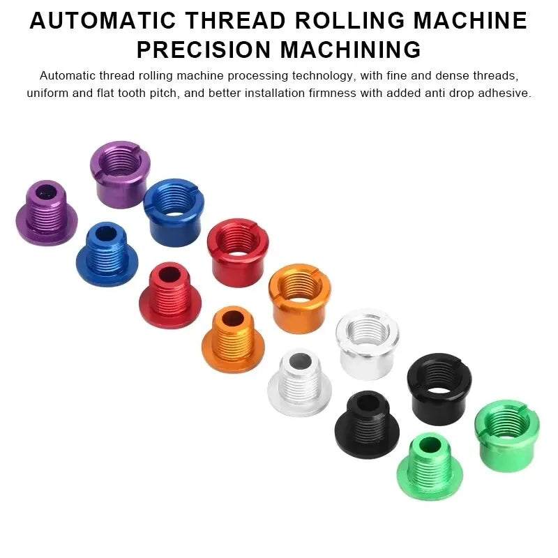 RIDERACE 5pc 7075 Aluminum Chainring Bolts M8 Road MTB Bike Chainring Bolt Set PLUSH