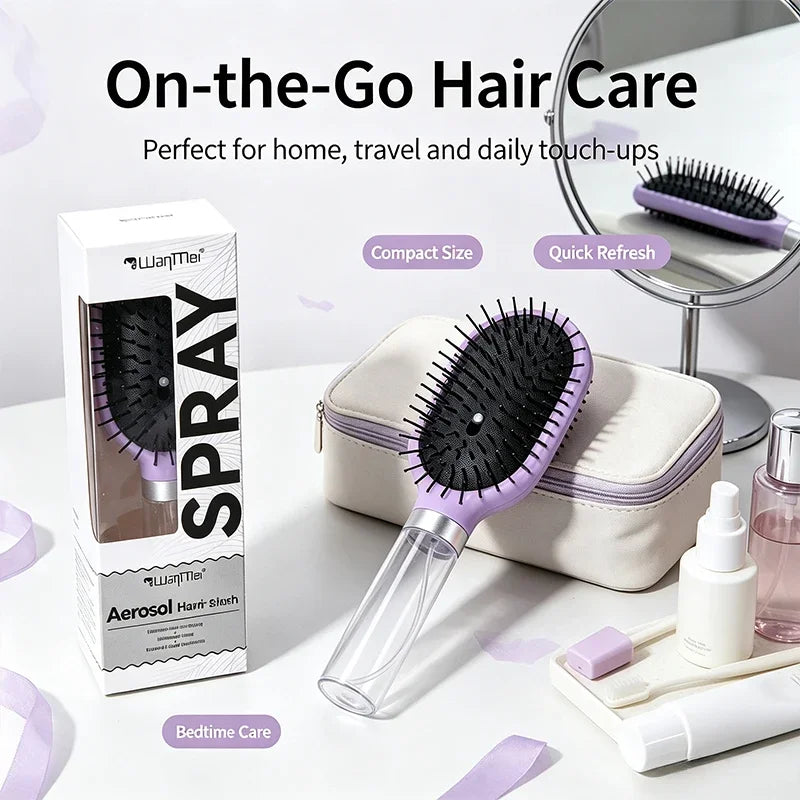 WanMei 2-in-1 Spray Air Cushion Hair Brush – Detangling Comb Spray Hair Brush PLUSH