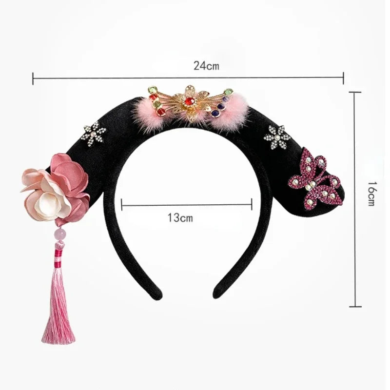 Chinese Hanfu Hair Hoop – Butterfly Flower Tassel Barrette Hair Hoop Barrette PLUSH