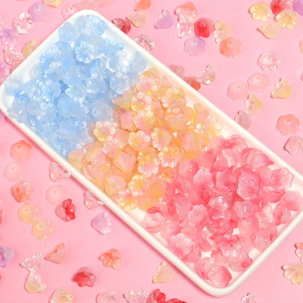 50pcs Lily of the Valley Lampwork Glass Spacer Beads – DIY Jewelry Lampwork Glass Beads PLUSH