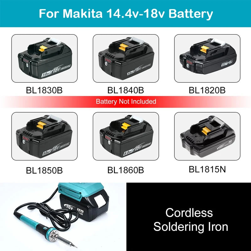 60W Cordless Soldering Iron for Makita & DeWalt Battery – 510℃ Cordless Soldering Iron PLUSH