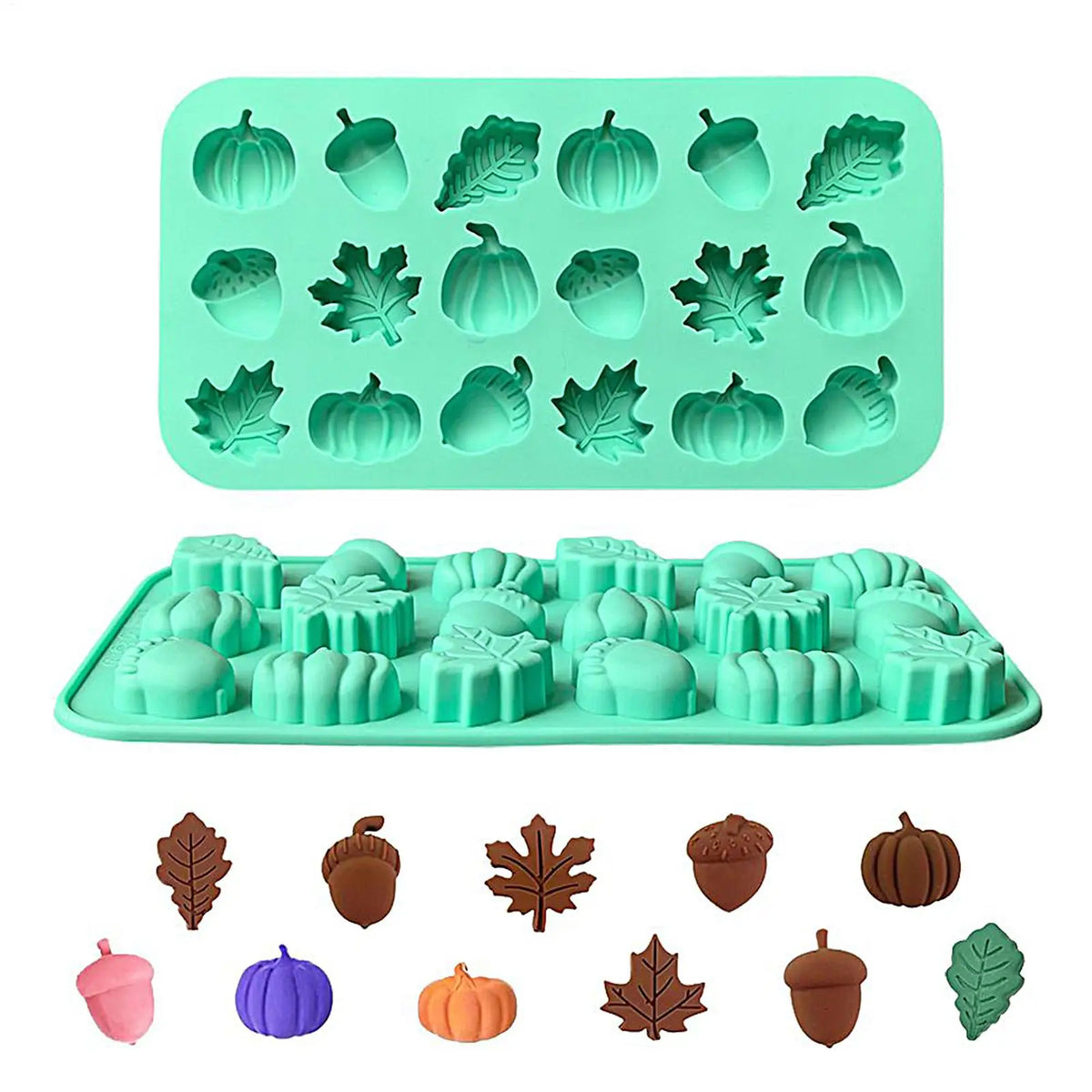 Thanksgiving Fall Silicone Molds – Pumpkin, Maple Leaf & Pine Cone Silicone Baking Mold PLUSH