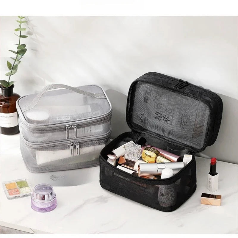 Travel Mesh Makeup Organizer Bag | Cosmetics Storage Box Makeup Organizer Bag PLUSH