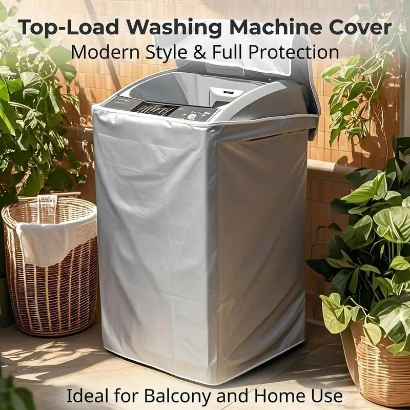 Gray Pulsator Washing Machine Cover with Zipper | 100% Polyester Appliance Cover PLUSH