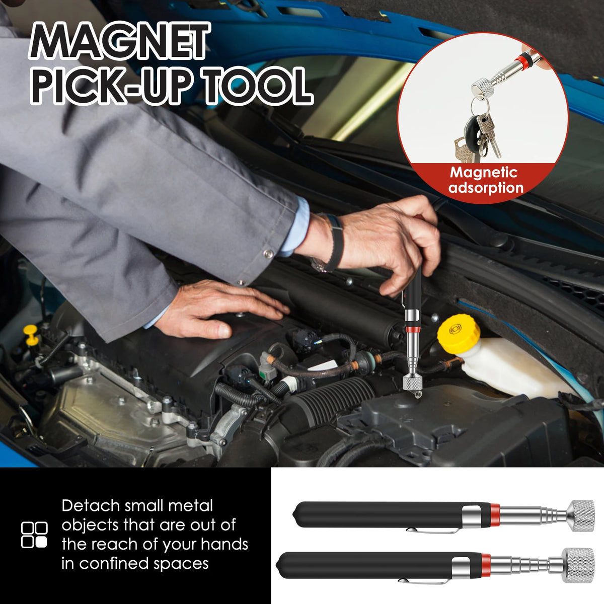 Telescopic Magnetic Pickup Tool – Extendable Magnet Grabber Stick Magnetic Pickup Tool PLUSH