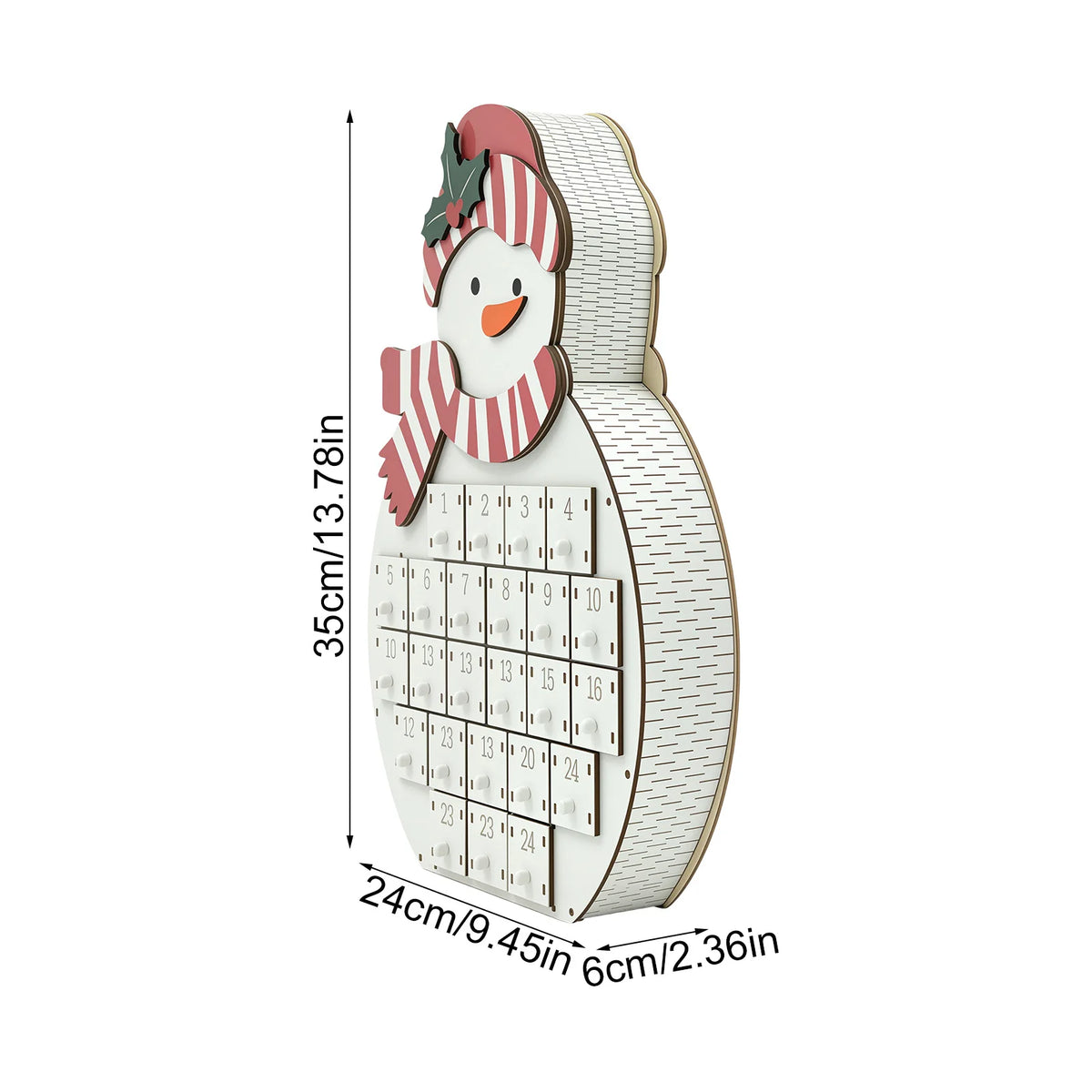 Wooden Christmas Advent Calendar 24 Drawers LED Village House Advent Calendar PLUSH White 1PC