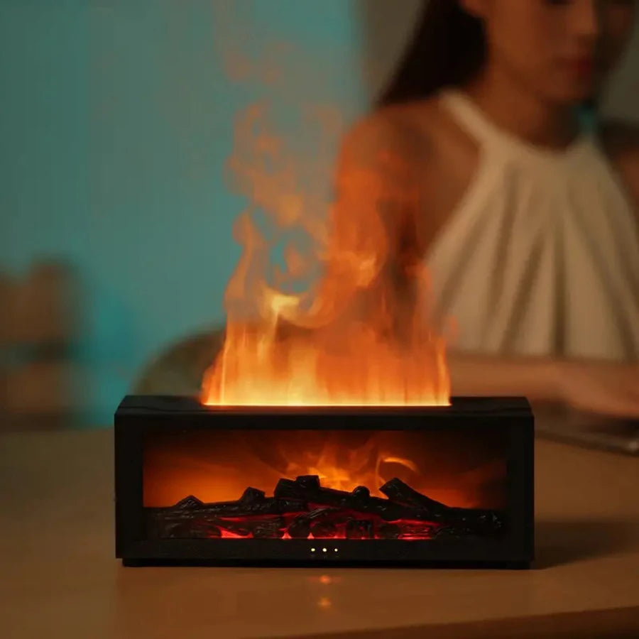 USB Fireplace Humidifier – Color Lights, Remote & Auto Shutoff Desktop Humidifier PLUSH