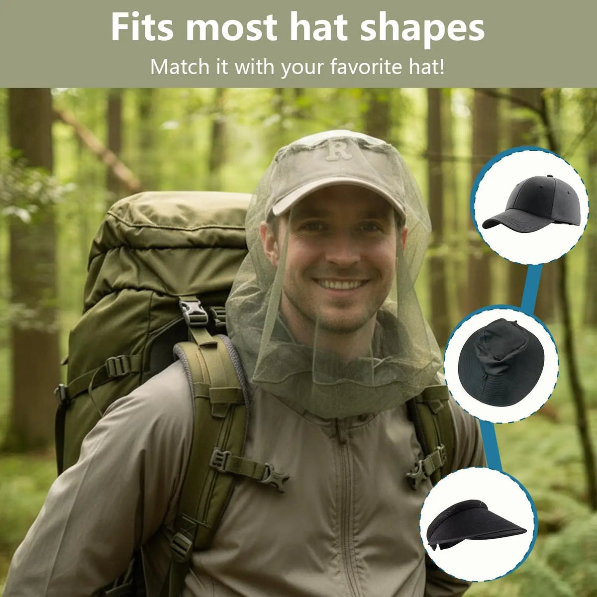 Outdoor Mosquito Net Hat – Sun Visor Cap for Men & Women Mosquito Net Hat PLUSH