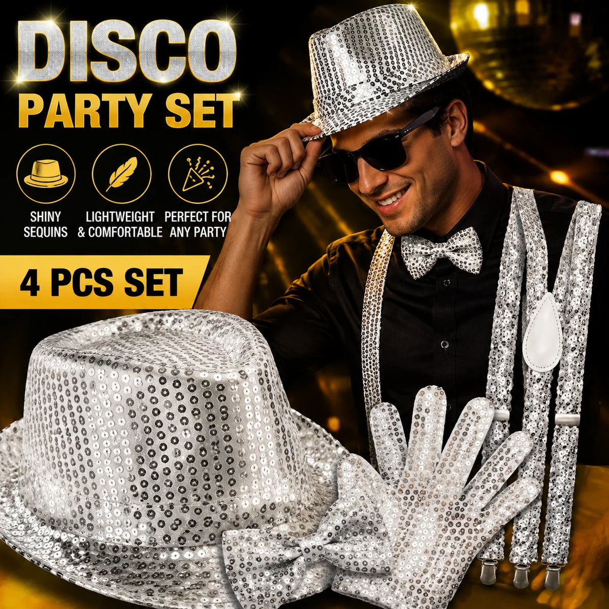 Tricolor Sequin Top Hat – Disco Carnival Glitter Party Hat Costume Party Hat PLUSH