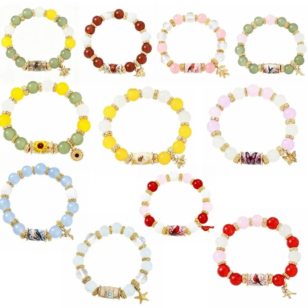 Hummingbird Butterfly Bee Sunflower Beaded Bracelet Women Beaded Bracelet PLUSH