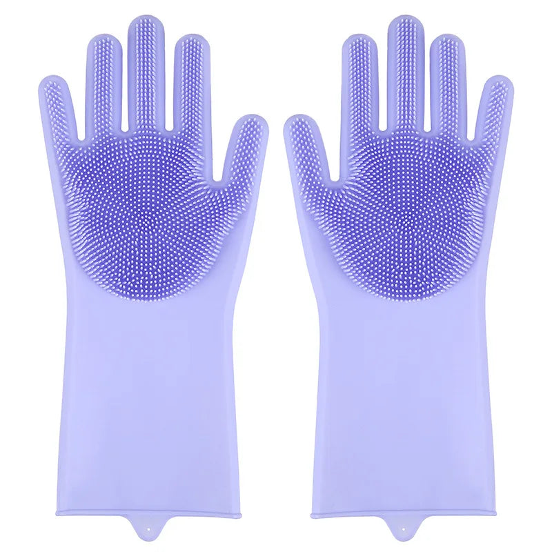 Silicone Pet Grooming Glove – Dog & Cat Hair Removal Brush Pet Grooming Glove PLUSH purple