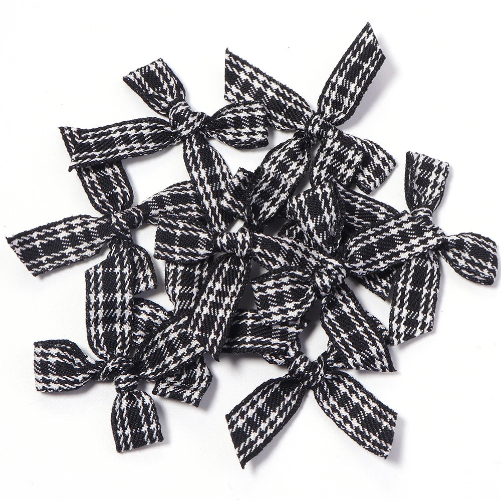 20pcs Plaid Ribbon Bows – DIY Hair Clips & Jewelry Crafts Ribbon Bow Embellishments PLUSH 03