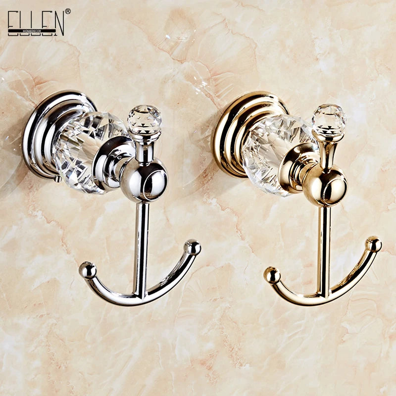 Crystal Robe Hook Wall Mount – Chrome & Gold Towel Hanger Robe Hook PLUSH