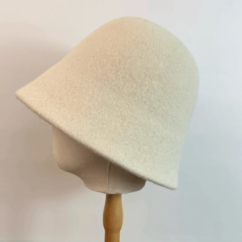 Women's Wool Knit Bucket Hat – Warm Windproof Fisherman Hat Knit Bucket Hat PLUSH White