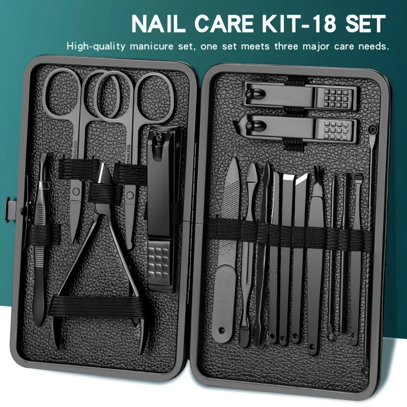 Stainless Steel Manicure & Pedicure Set 7–18 Pcs | Nail Kit Nail Grooming Kit PLUSH