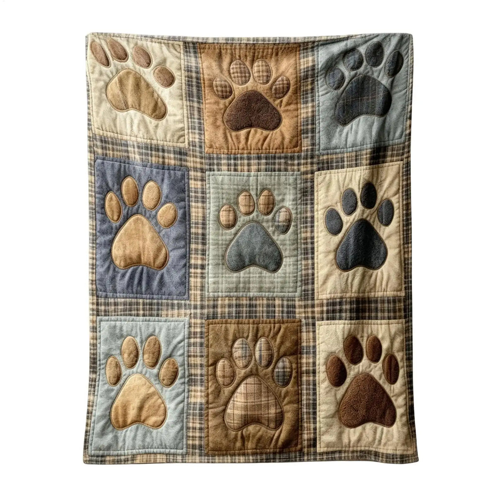 Flannel Paw Print Throw Blanket – Soft Multicolor Home Decor Flannel Throw Blanket PLUSH