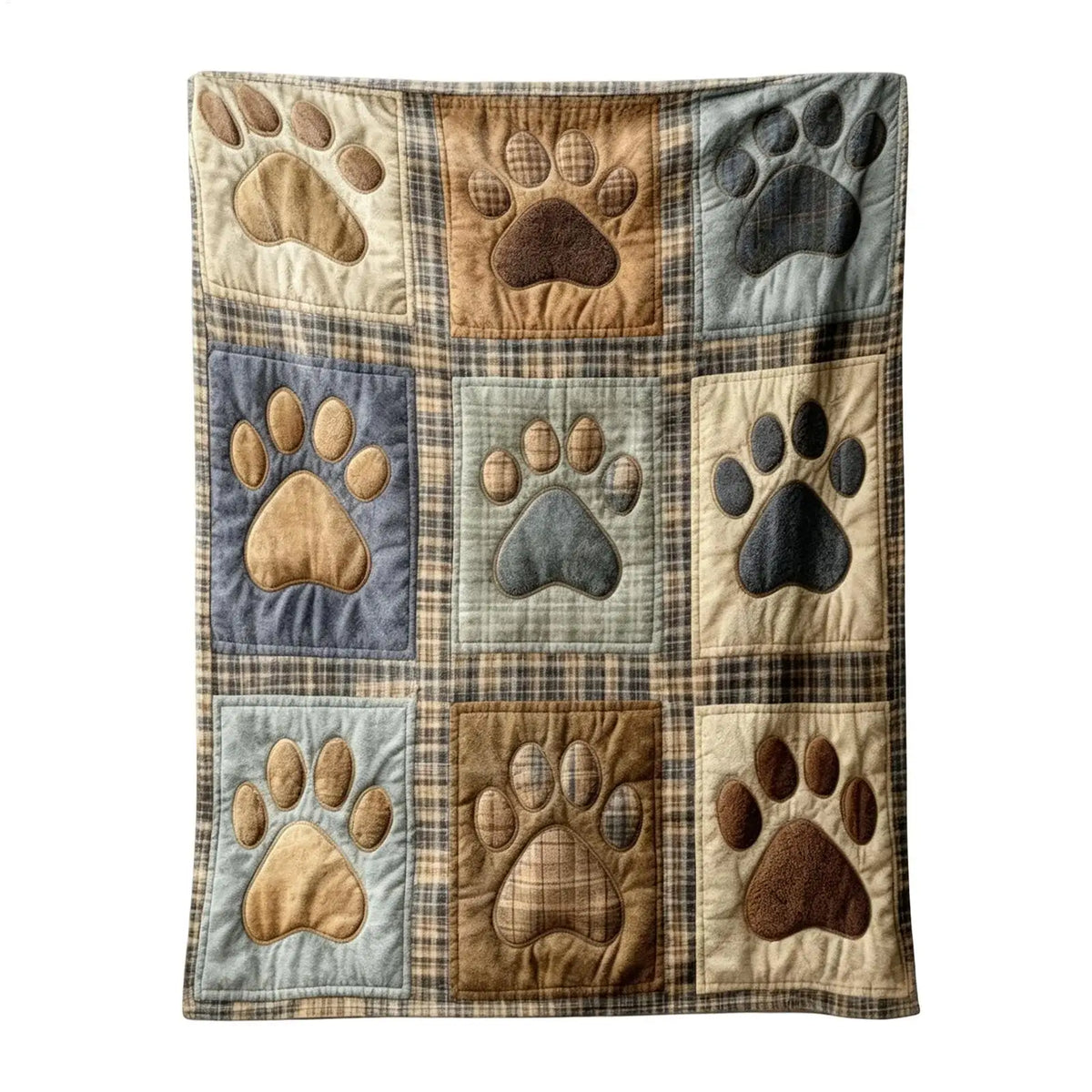 Flannel Paw Print Throw Blanket – Soft Multicolor Home Decor Flannel Throw Blanket PLUSH