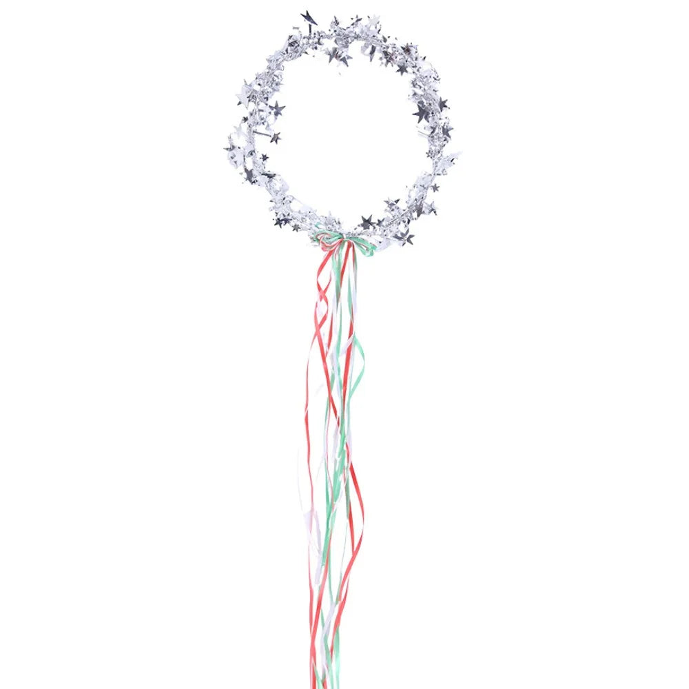 Shiny Star Christmas Headband – Festive Hair Hoop Photo Prop Christmas Headband PLUSH Silver