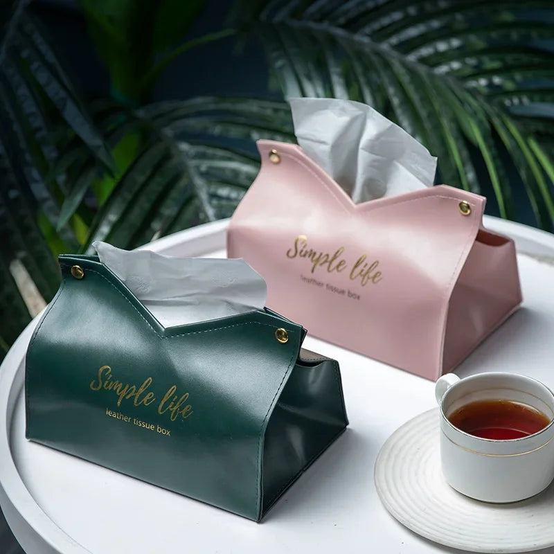 Leather Tissue Box Cover | Napkin Holder for Home, Car & Hotel Tissue Box Cover PLUSH