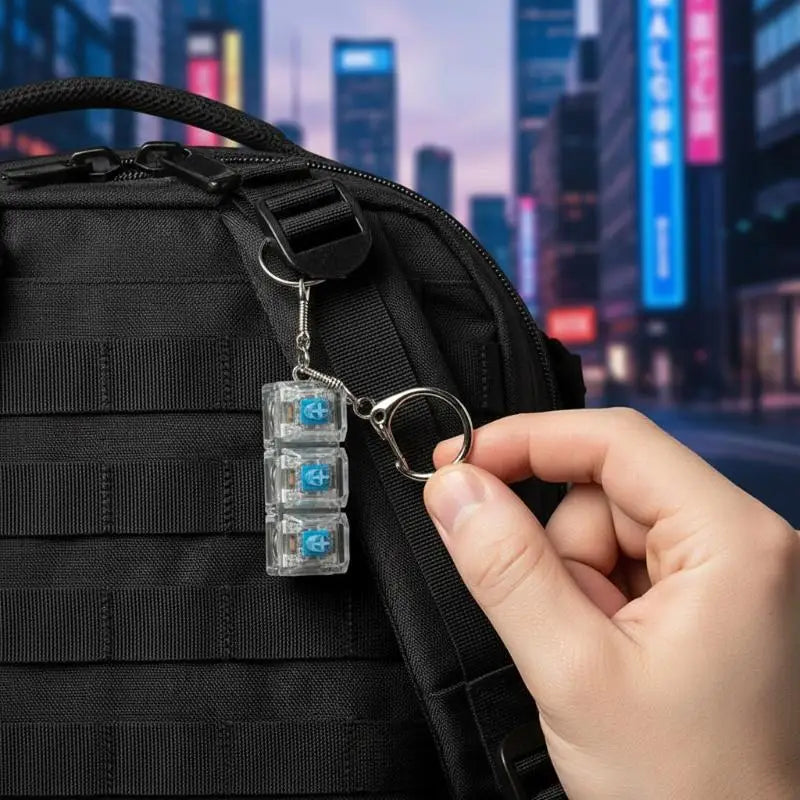 4 or 9-Key Fidget Keychain Toy | LED & Swappable Keycaps Fidget Keychain Toy PLUSH