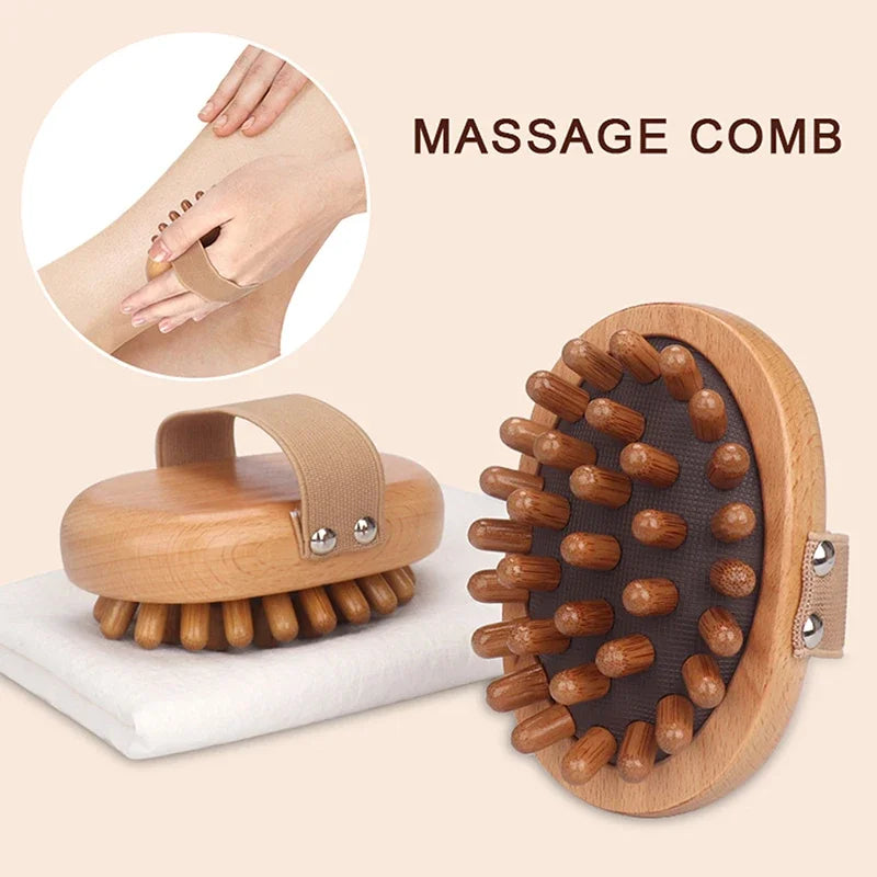 Wooden Air Cushion Scalp & Body Massage Comb | Beechwood Scalp Massage Comb PLUSH