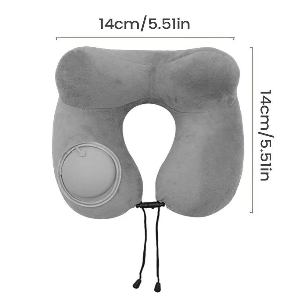 Inflatable U-Shape Travel Neck Pillow – Plush Portable Support Travel Neck Pillow PLUSH Gray