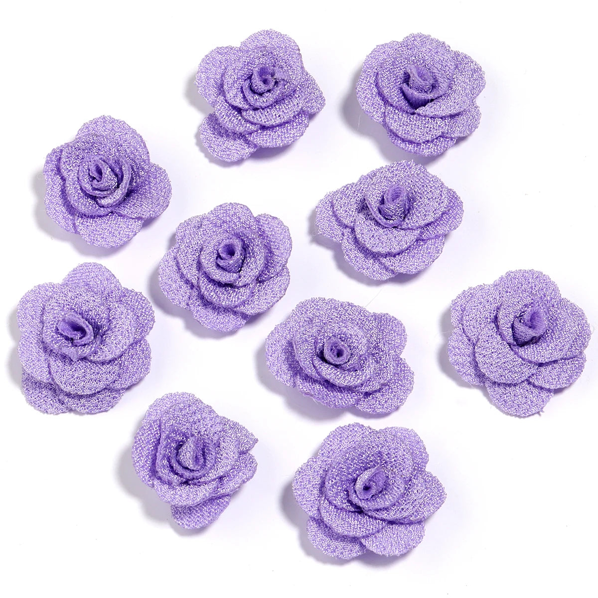 10pcs 3cm Fabric Rose Flowers for DIY Sewing & Crafts Fabric Flower Embellishments PLUSH purple 3cm