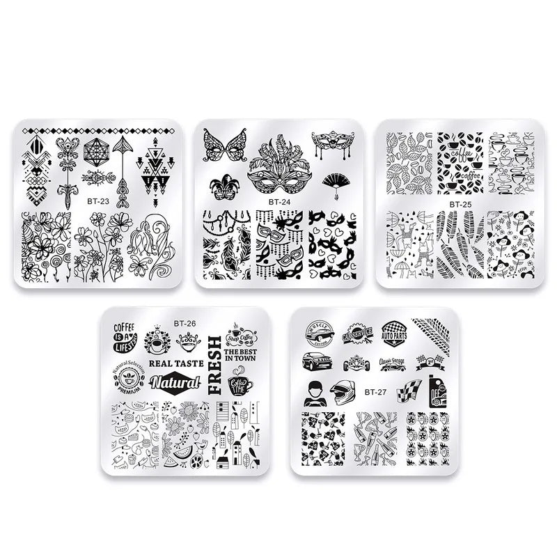 Nail Stamping Plates – Marble Leaves & Animals Stencils Nail Stamping Plate PLUSH
