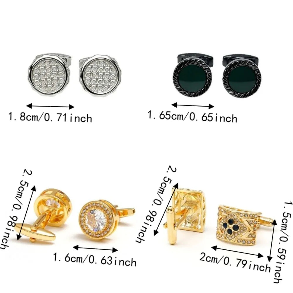 Men's Crystal Cufflinks – Luxury Zinc Alloy French Shirt Buttons Men's Cufflinks PLUSH