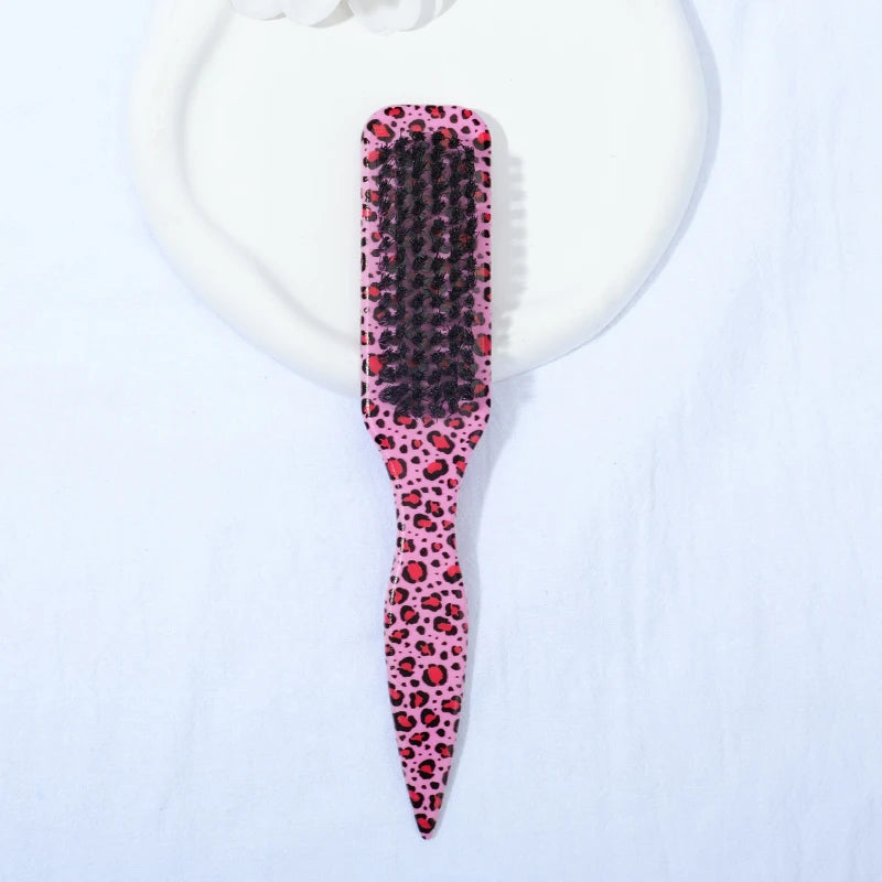 Boar Bristle Slick Back Hair Brush – Edge Control & Styling Hair Styling Brush PLUSH pink