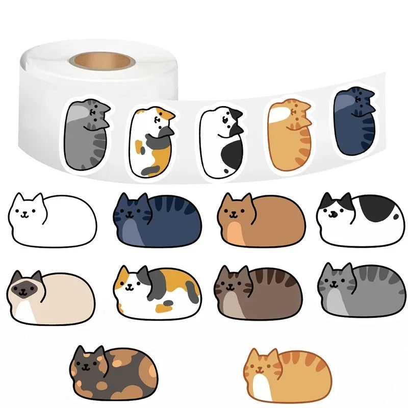 500pcs Kawaii Cat Stickers – Waterproof Laptop & Scrapbook Decorative Sticker Pack PLUSH