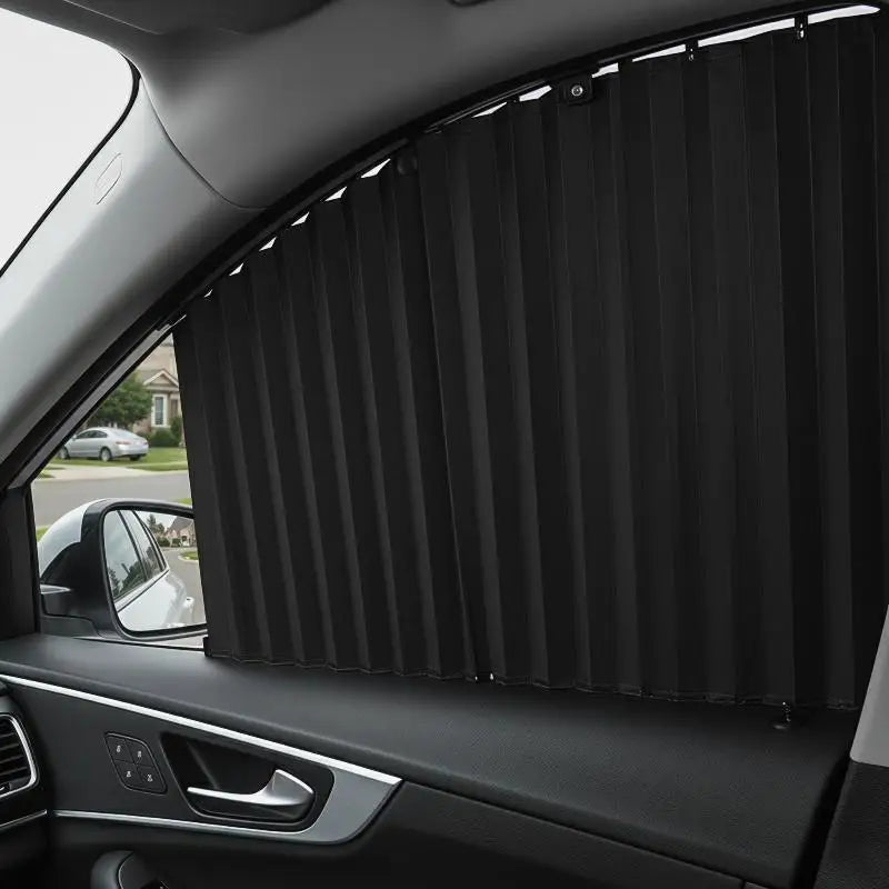 Retractable Car Sunshade Curtains 4pc – Universal UV & Heat Block Car Sunshade Curtain PLUSH