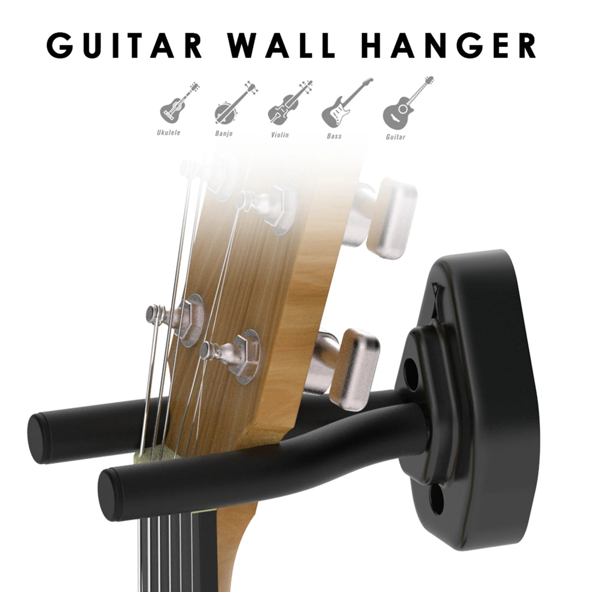 Non-Slip Guitar Wall Hanger Hook – Acoustic, Bass & Ukulele Mount Guitar Wall Hanger PLUSH