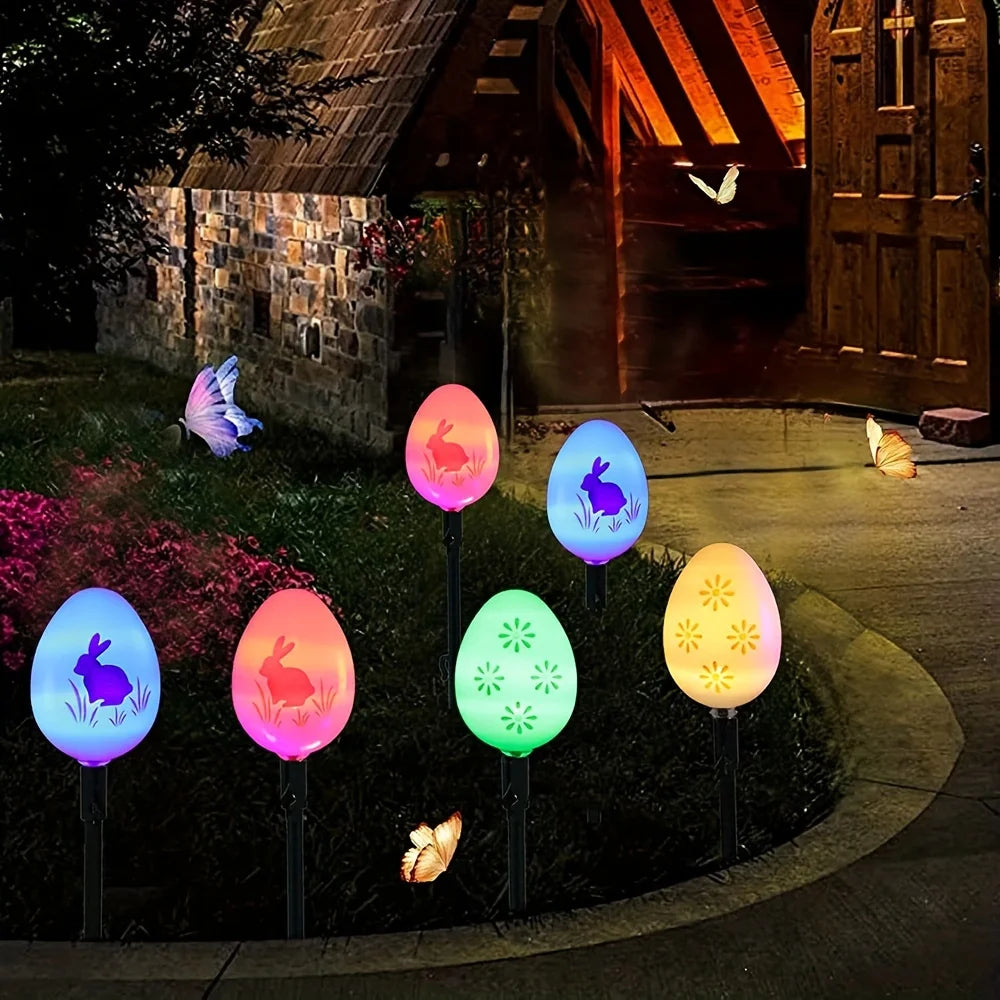 Solar Easter Egg Stake Lights – 8 Modes LED Garden Decor Solar Garden Stake Light PLUSH