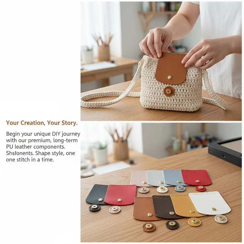PU Leather Bag Flap Cover with Magnetic Snap – DIY Crochet Bag Bag Flap Accessory PLUSH