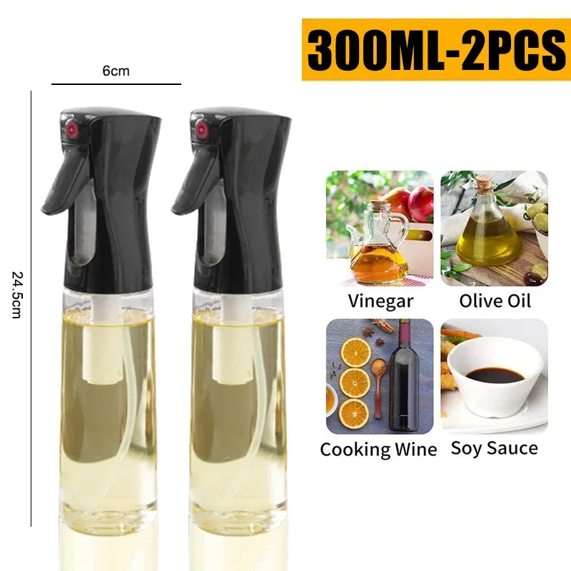 Oil Spray Bottle for Kitchen & Air Fryer – 200/300/500ml Oil Spray Bottle PLUSH Black-300ml-2PCS